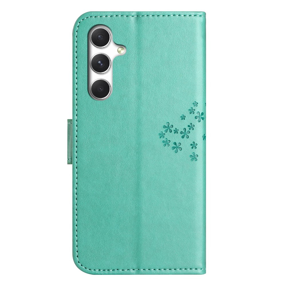 For Samsung Galaxy S26+ Case PU Leather Owl Tree Imprinted Wallet Phone Cover with Strap