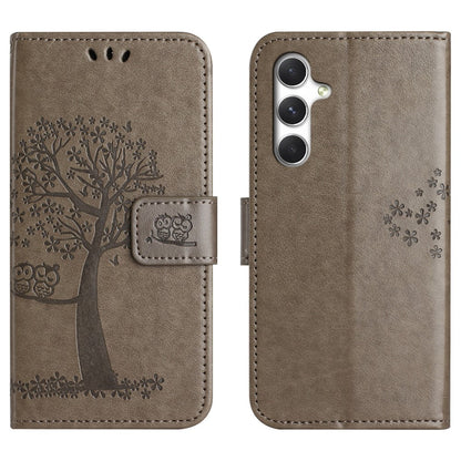 For Samsung Galaxy S26+ Case PU Leather Owl Tree Imprinted Wallet Phone Cover with Strap