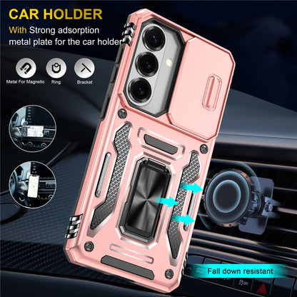 For Samsung Galaxy S26+ Case Kickstand Slide Lens Lid PC + TPU Drop-Proof Phone Cover