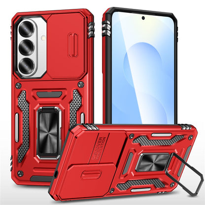 For Samsung Galaxy S26+ Case Kickstand Slide Lens Lid PC + TPU Drop-Proof Phone Cover