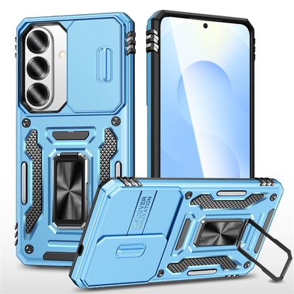 For Samsung Galaxy S26+ Case Kickstand Slide Lens Lid PC + TPU Drop-Proof Phone Cover