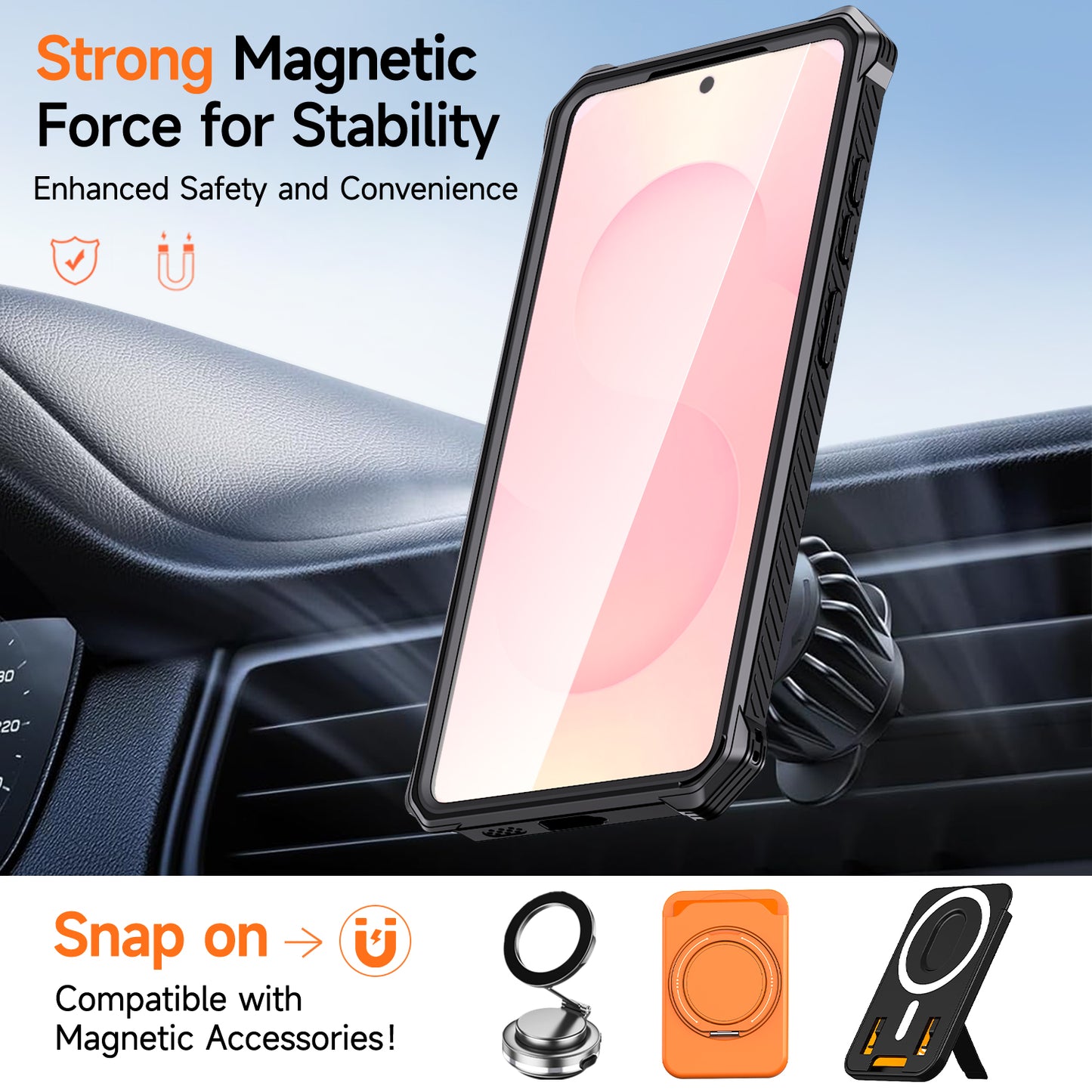 For Samsung Galaxy S26 Ultra Magnetic Case TPU + PC Kickstand Phone Cover Drop Protection