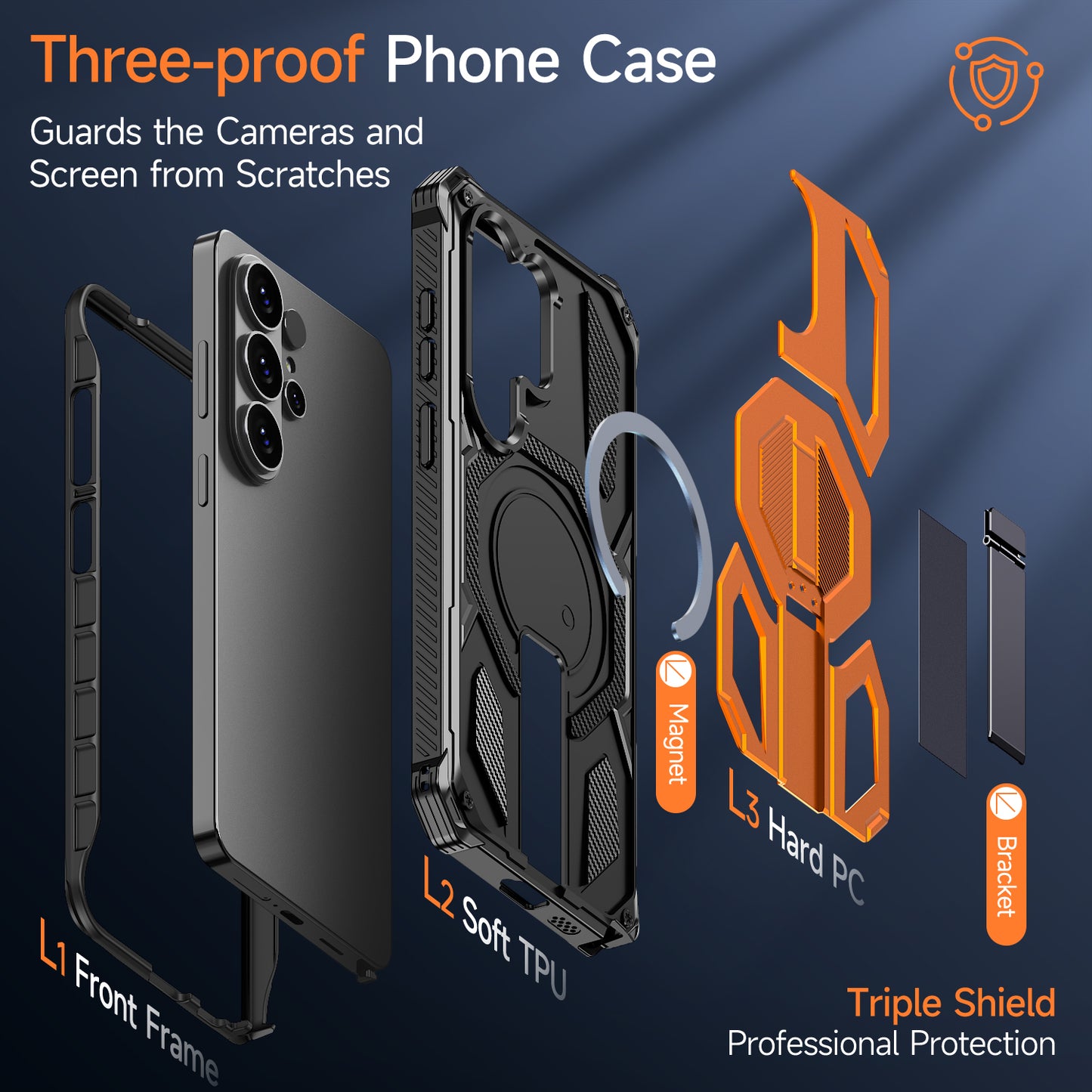 For Samsung Galaxy S26 Ultra Magnetic Case TPU + PC Kickstand Phone Cover Drop Protection