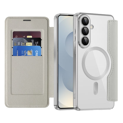 For Samsung Galaxy S26+ Magnetic Case RFID Blocking Card Holder Leather Phone Cover with Lens Film