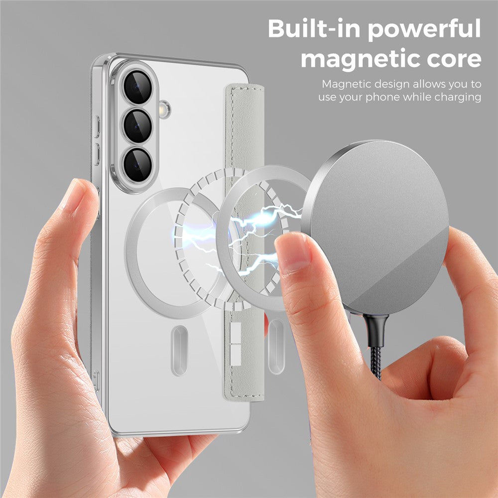 For Samsung Galaxy S26+ Magnetic Case RFID Blocking Card Holder Leather Phone Cover with Lens Film