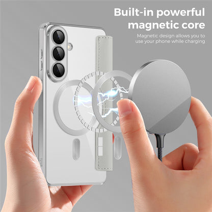 For Samsung Galaxy S26+ Magnetic Case RFID Blocking Card Holder Leather Phone Cover with Lens Film