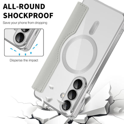 For Samsung Galaxy S26+ Magnetic Case RFID Blocking Card Holder Leather Phone Cover with Lens Film