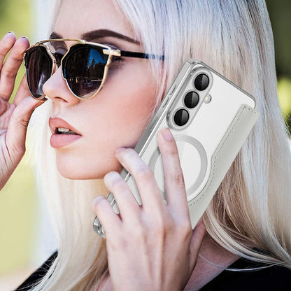 For Samsung Galaxy S26+ Magnetic Case RFID Blocking Card Holder Leather Phone Cover with Lens Film