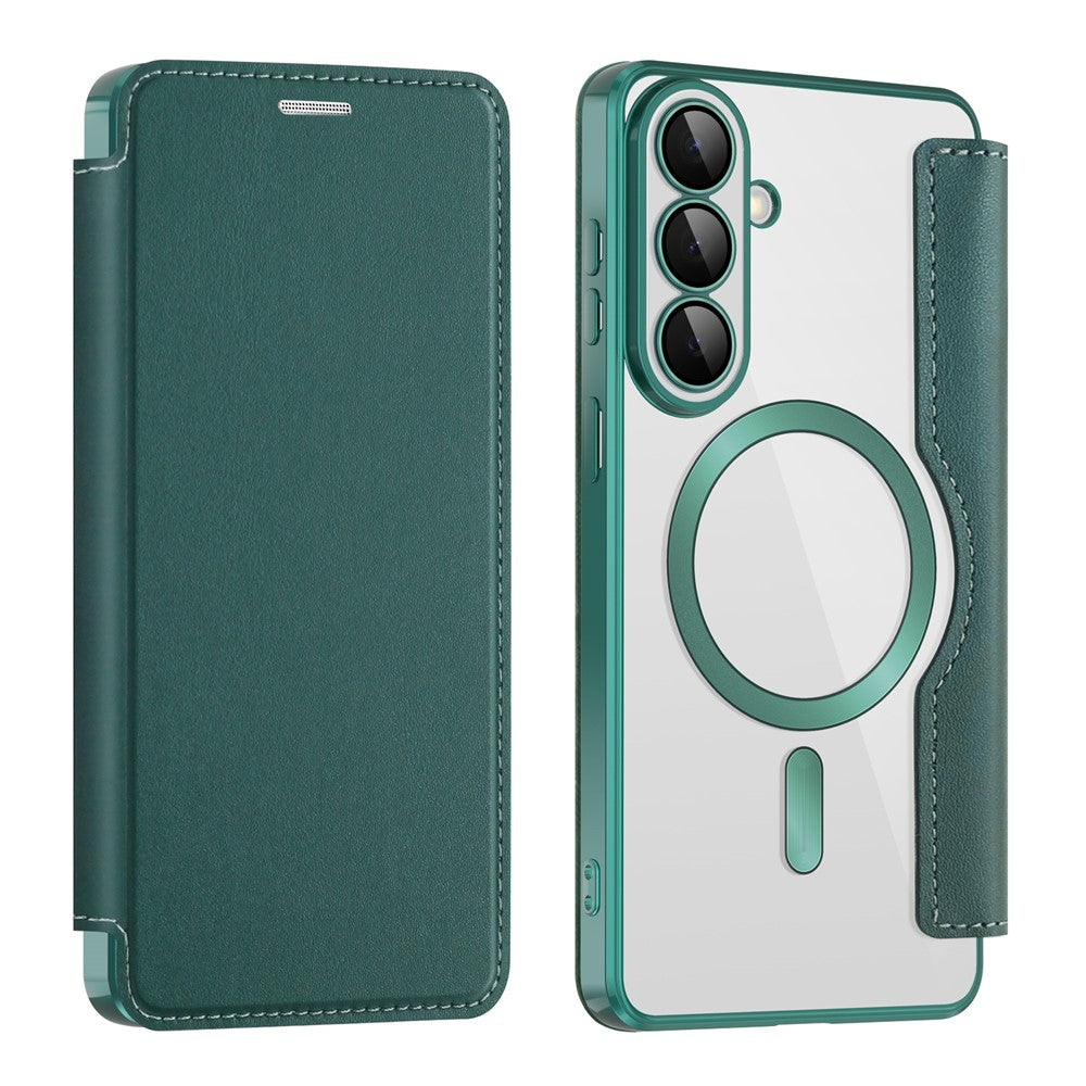 For Samsung Galaxy S26+ Magnetic Case RFID Blocking Card Holder Leather Phone Cover with Lens Film