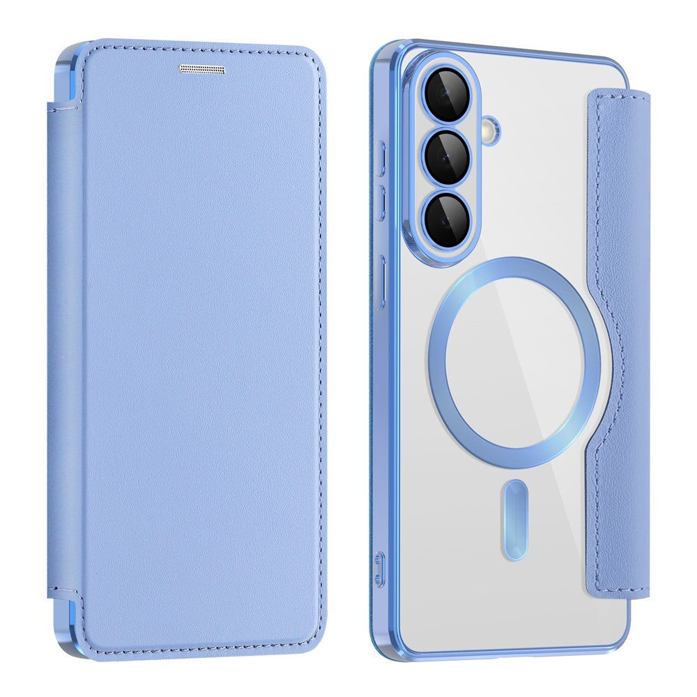 For Samsung Galaxy S26+ Magnetic Case RFID Blocking Card Holder Leather Phone Cover with Lens Film