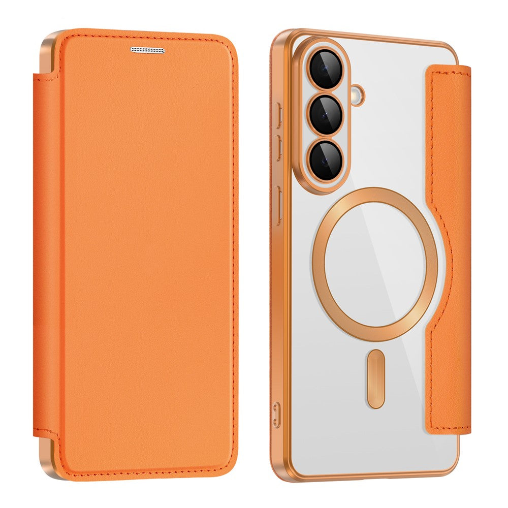 For Samsung Galaxy S26+ Magnetic Case RFID Blocking Card Holder Leather Phone Cover with Lens Film