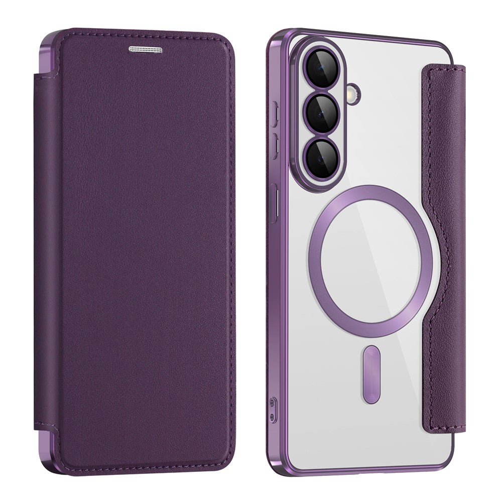 For Samsung Galaxy S26+ Magnetic Case RFID Blocking Card Holder Leather Phone Cover with Lens Film