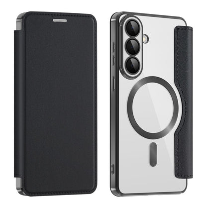 For Samsung Galaxy S26+ Magnetic Case RFID Blocking Card Holder Leather Phone Cover with Lens Film