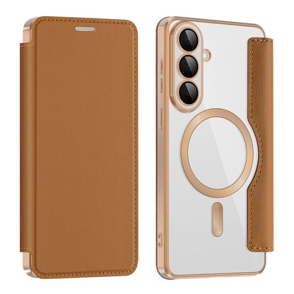 For Samsung Galaxy S26+ Magnetic Case RFID Blocking Card Holder Leather Phone Cover with Lens Film