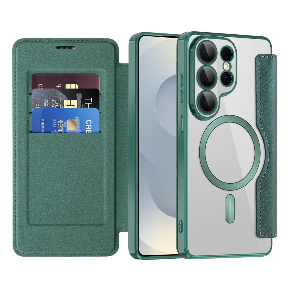 For Samsung Galaxy S26 Ultra Magnetic Case RFID Blocking Card Holder Leather Phone Cover with Lens Film