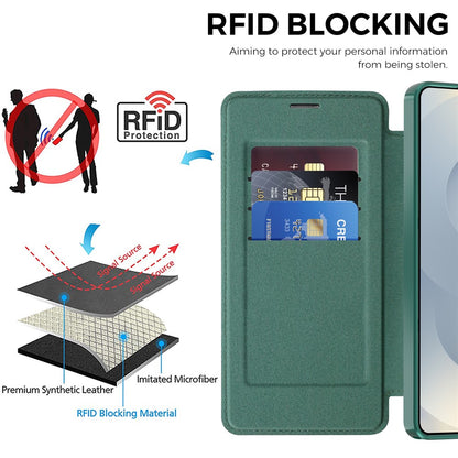 For Samsung Galaxy S26 Ultra Magnetic Case RFID Blocking Card Holder Leather Phone Cover with Lens Film