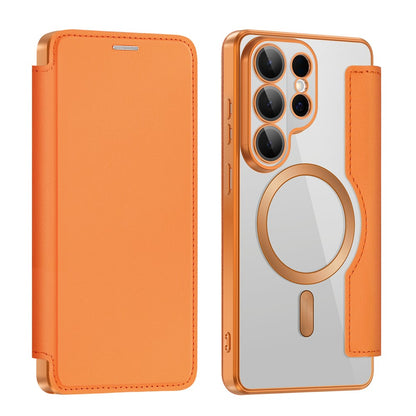 For Samsung Galaxy S26 Ultra Magnetic Case RFID Blocking Card Holder Leather Phone Cover with Lens Film