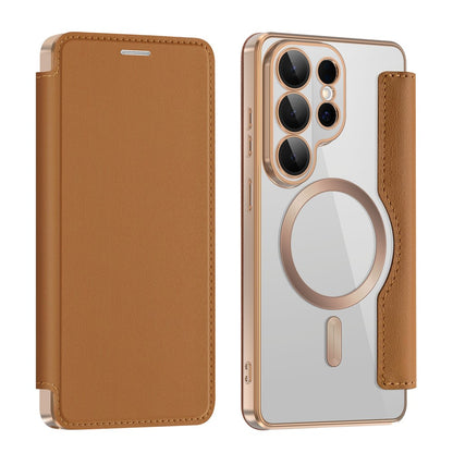 For Samsung Galaxy S26 Ultra Magnetic Case RFID Blocking Card Holder Leather Phone Cover with Lens Film