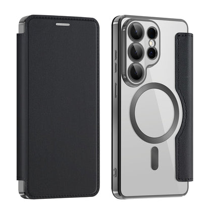 For Samsung Galaxy S26 Ultra Magnetic Case RFID Blocking Card Holder Leather Phone Cover with Lens Film