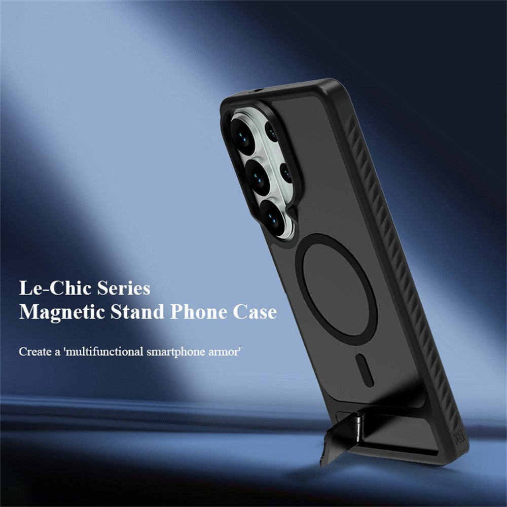 LEREACH Le-Chic Series for Samsung Galaxy S26 Ultra Magnetic Case TPU + PC Kickstand Phone Cover