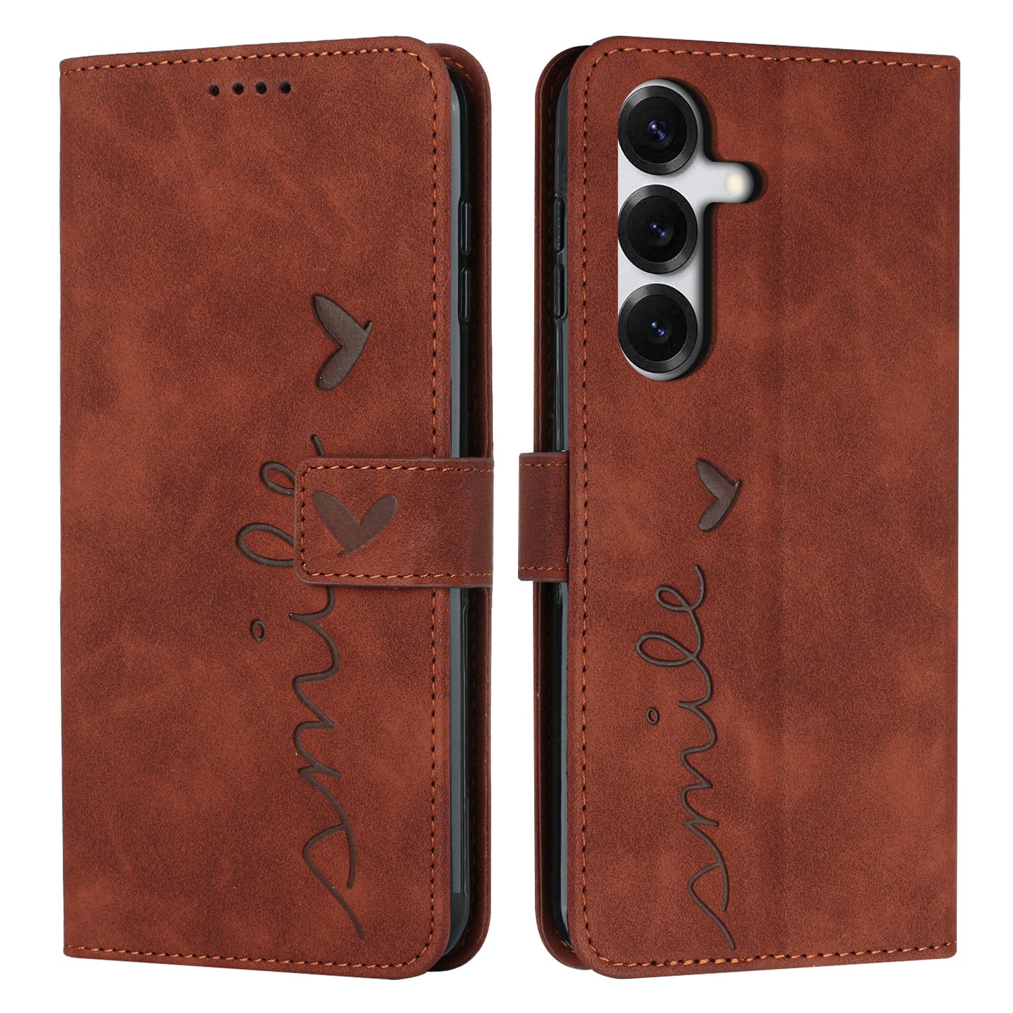 For Samsung Galaxy S26+ Stand Case PU Leather Phone Cover Imprinted Heart Pattern