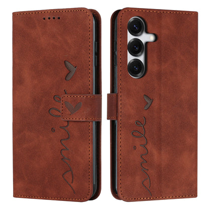 For Samsung Galaxy S26+ Stand Case PU Leather Phone Cover Imprinted Heart Pattern