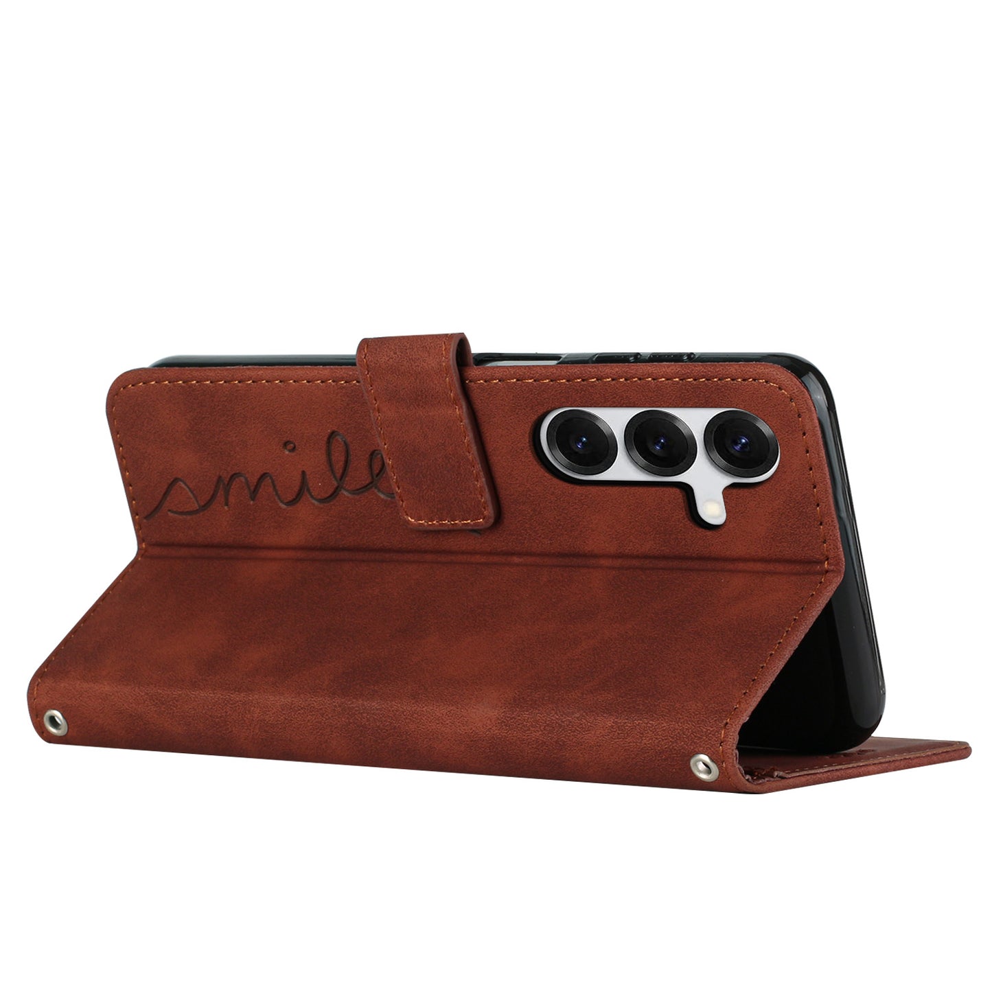 For Samsung Galaxy S26+ Stand Case PU Leather Phone Cover Imprinted Heart Pattern