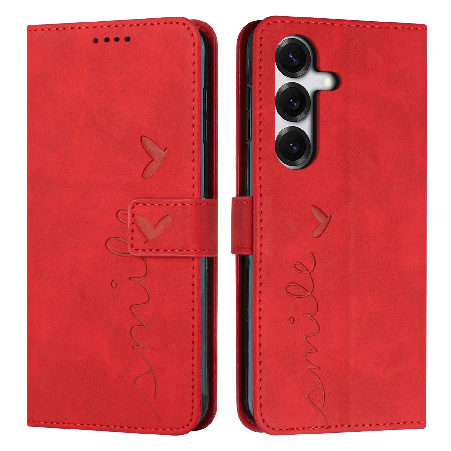 For Samsung Galaxy S26+ Stand Case PU Leather Phone Cover Imprinted Heart Pattern