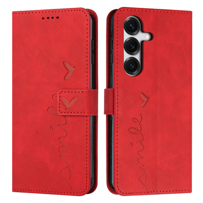For Samsung Galaxy S26+ Stand Case PU Leather Phone Cover Imprinted Heart Pattern