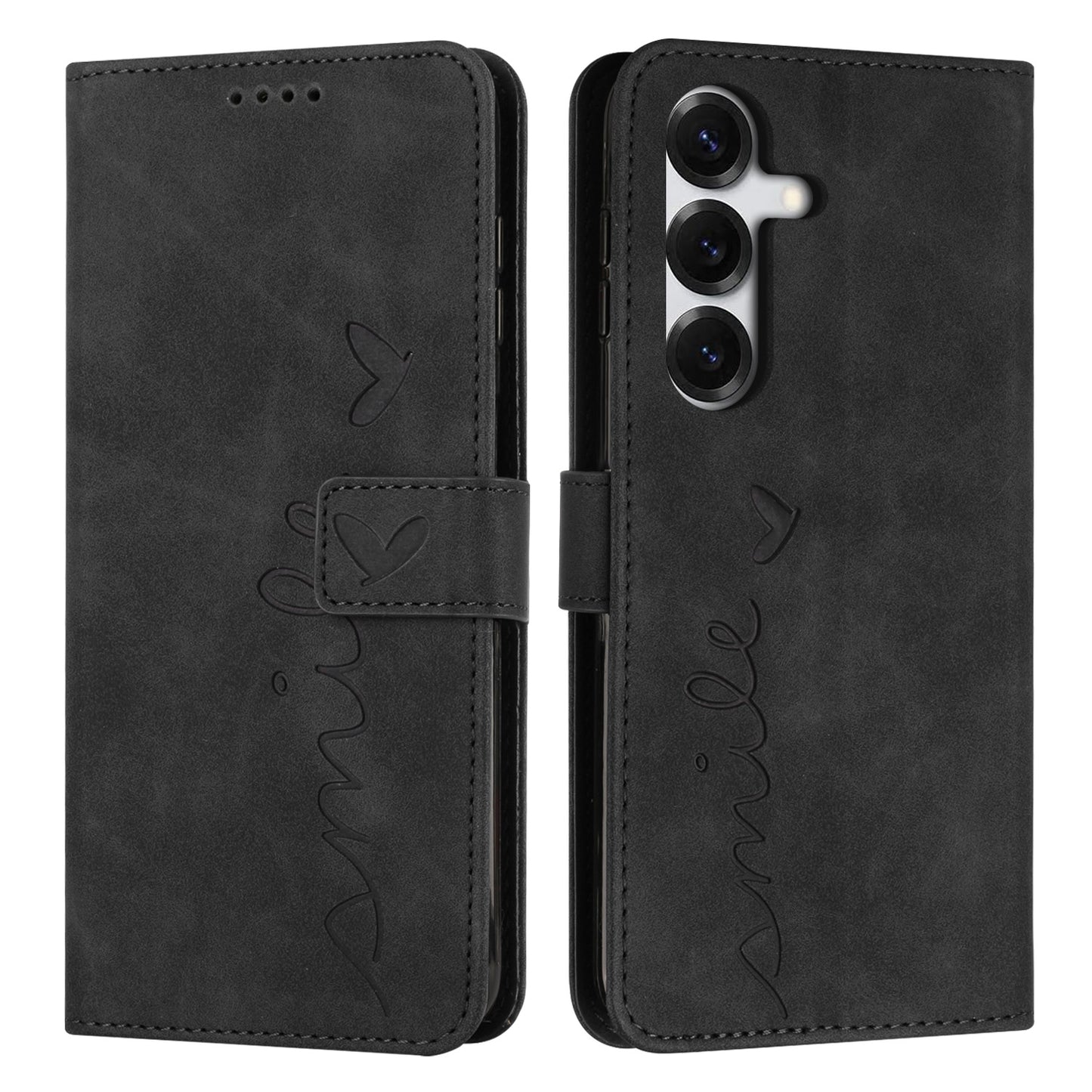 For Samsung Galaxy S26+ Stand Case PU Leather Phone Cover Imprinted Heart Pattern
