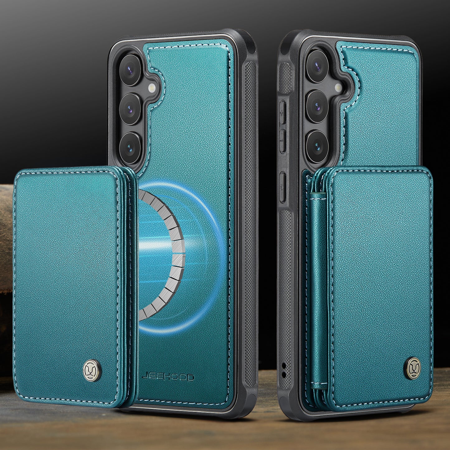 JEEHOOD For Samsung Galaxy S26+ Case  J05 Leather Mobile Cover with Detachable Magnetic Card Bag