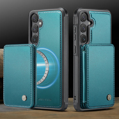 JEEHOOD For Samsung Galaxy S26+ Case  J05 Leather Mobile Cover with Detachable Magnetic Card Bag