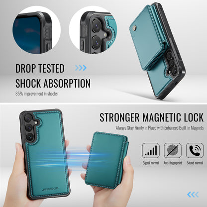 JEEHOOD For Samsung Galaxy S26+ Case  J05 Leather Mobile Cover with Detachable Magnetic Card Bag