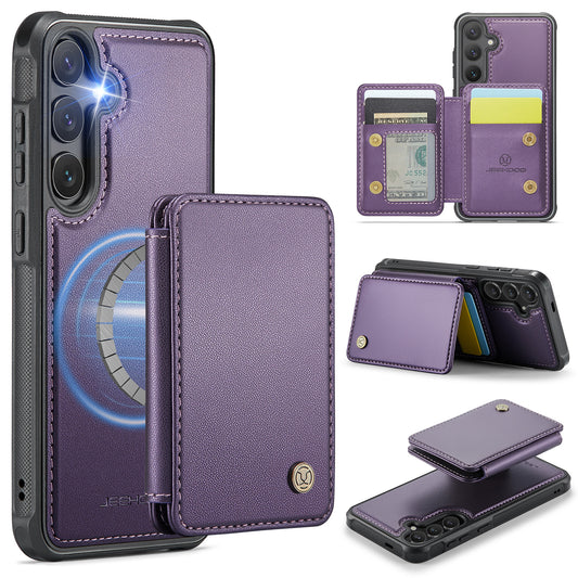 JEEHOOD For Samsung Galaxy S26+ Case  J05 Leather Mobile Cover with Detachable Magnetic Card Bag