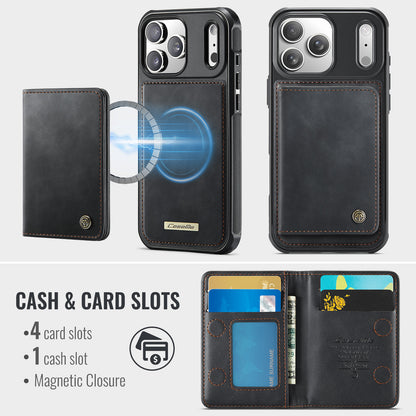 CASEME For iPhone 17 Pro Magnetic Case  ME80 Series Leather PC TPU Phone Cover with Detachable Wallet