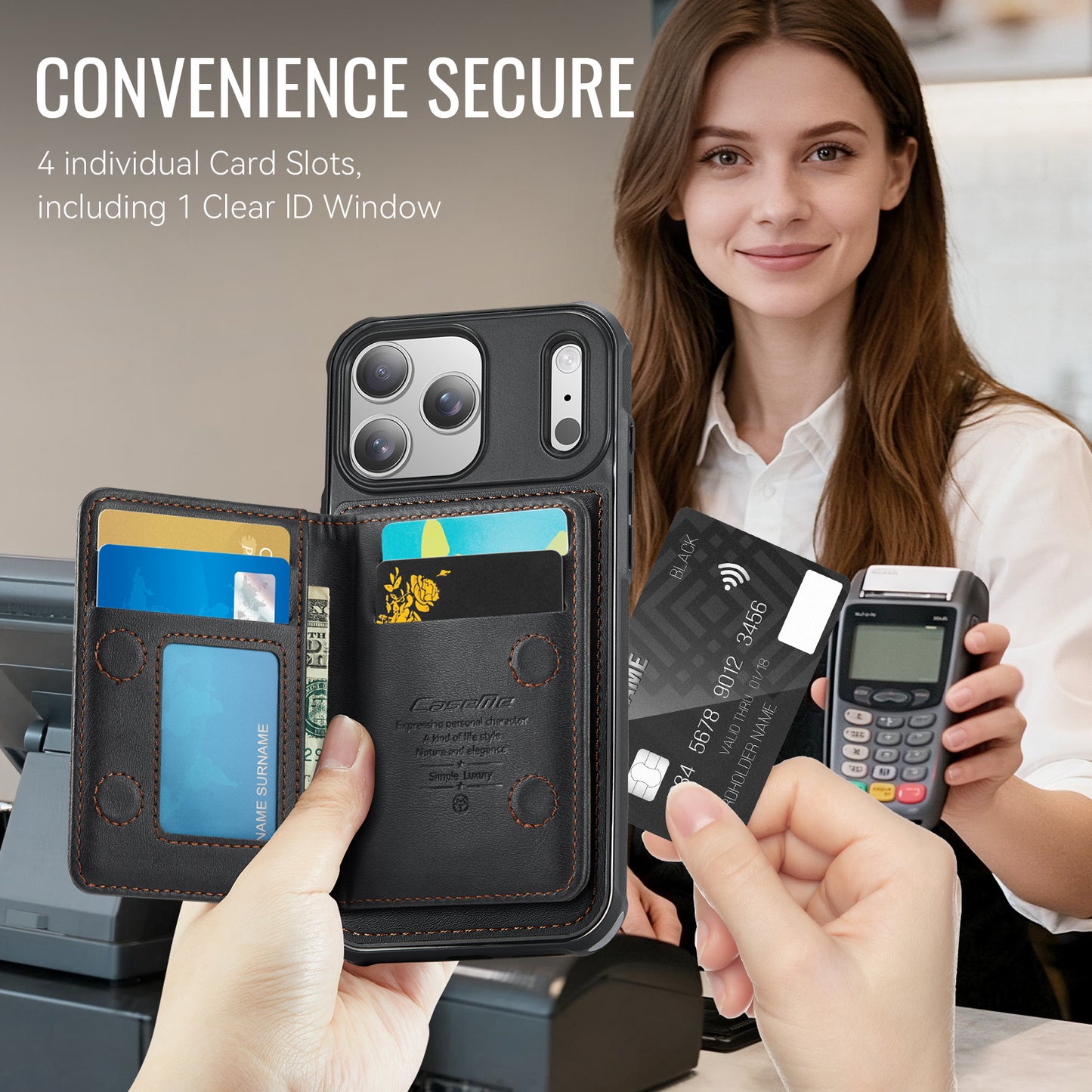CASEME For iPhone 17 Pro Magnetic Case  ME80 Series Leather PC TPU Phone Cover with Detachable Wallet
