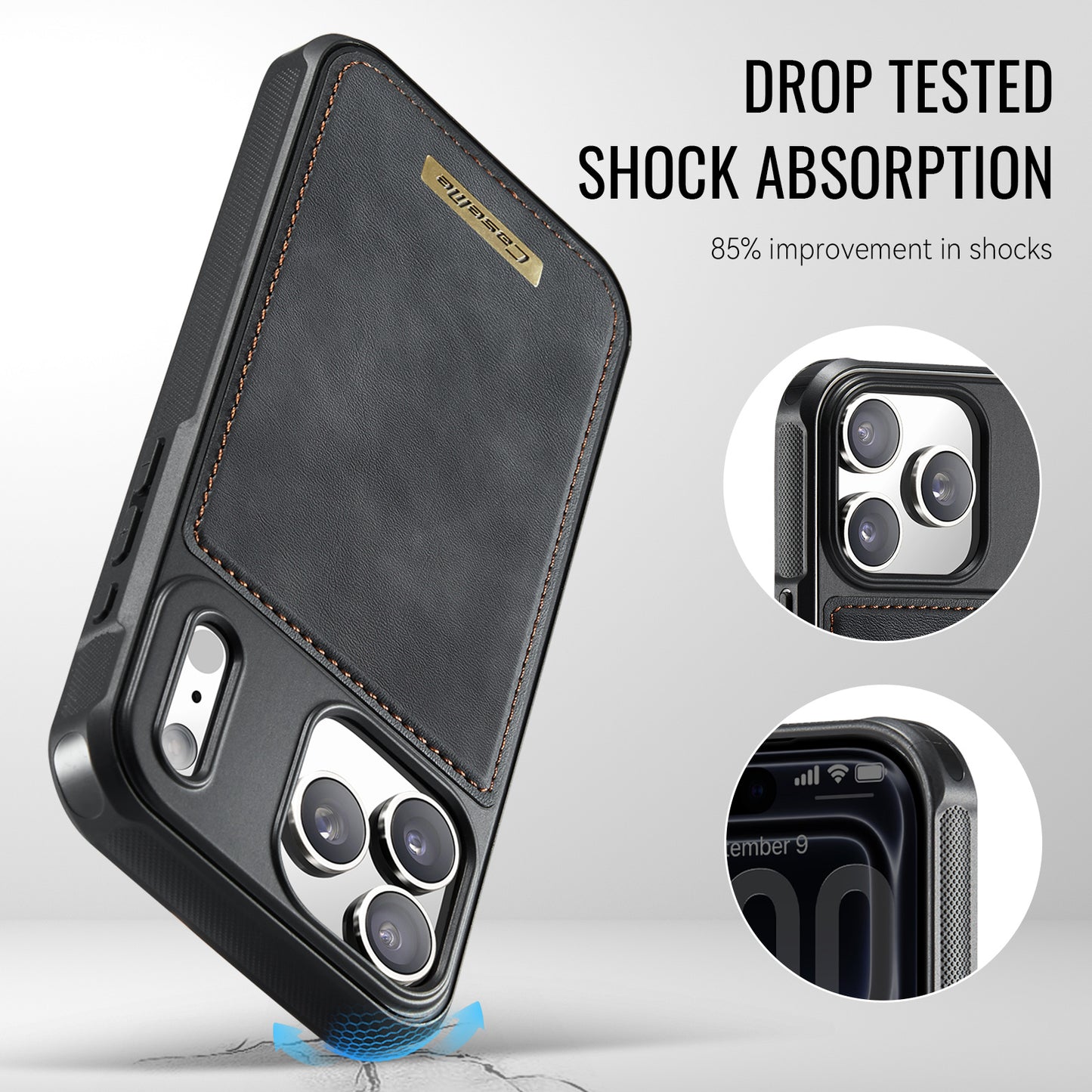 CASEME For iPhone 17 Pro Magnetic Case  ME80 Series Leather PC TPU Phone Cover with Detachable Wallet