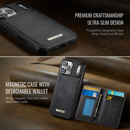 CASEME For iPhone 17 Pro Magnetic Case  ME80 Series Leather PC TPU Phone Cover with Detachable Wallet