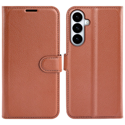 For Samsung Galaxy S26+ Case Wallet Stand Litchi Texture Shockproof Leather Phone Cover