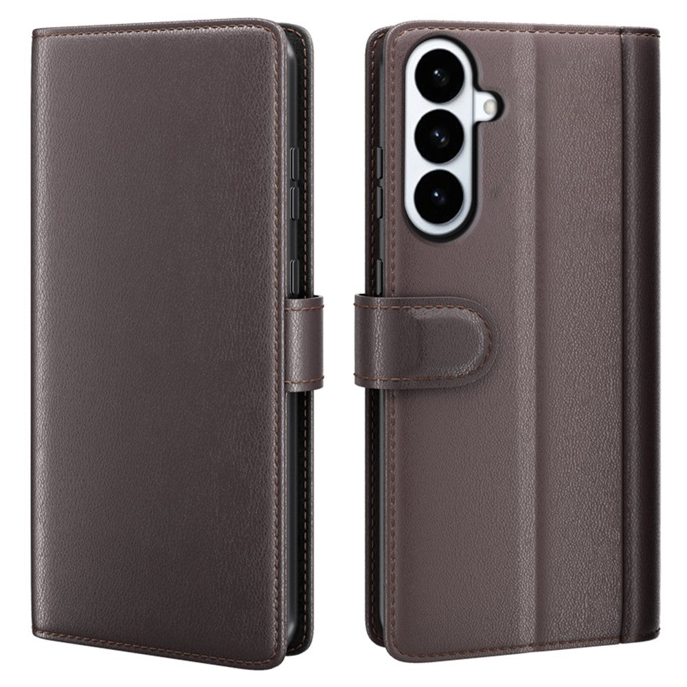For Samsung Galaxy S26+ Case Genuine Split Leather Phone Cover with Wallet Stand