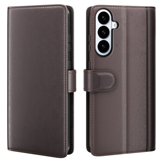 For Samsung Galaxy S26+ Case Genuine Split Leather Phone Cover with Wallet Stand