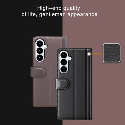 For Samsung Galaxy S26+ Case Genuine Split Leather Phone Cover with Wallet Stand