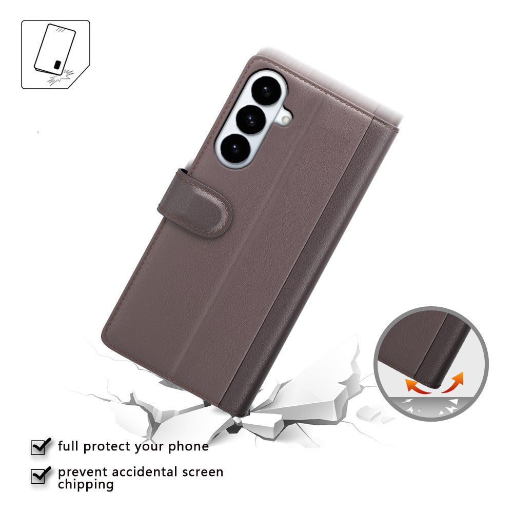 For Samsung Galaxy S26+ Case Genuine Split Leather Phone Cover with Wallet Stand