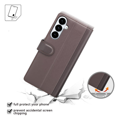For Samsung Galaxy S26+ Case Genuine Split Leather Phone Cover with Wallet Stand
