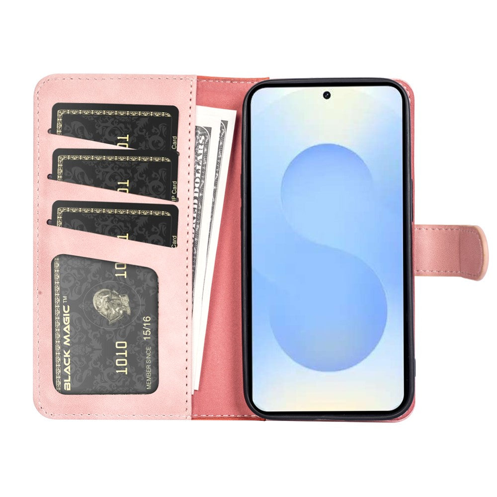 For Samsung Galaxy S26+ Wallet Case Leather Phone Cover Splicing Color