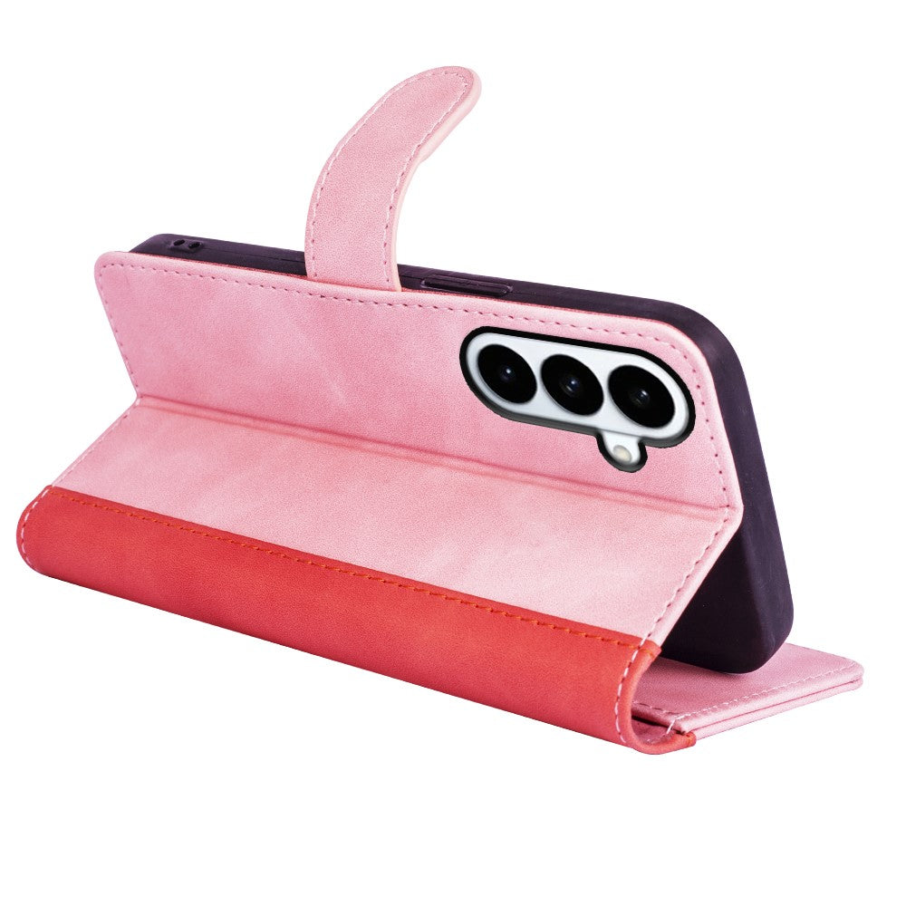 For Samsung Galaxy S26+ Wallet Case Leather Phone Cover Splicing Color