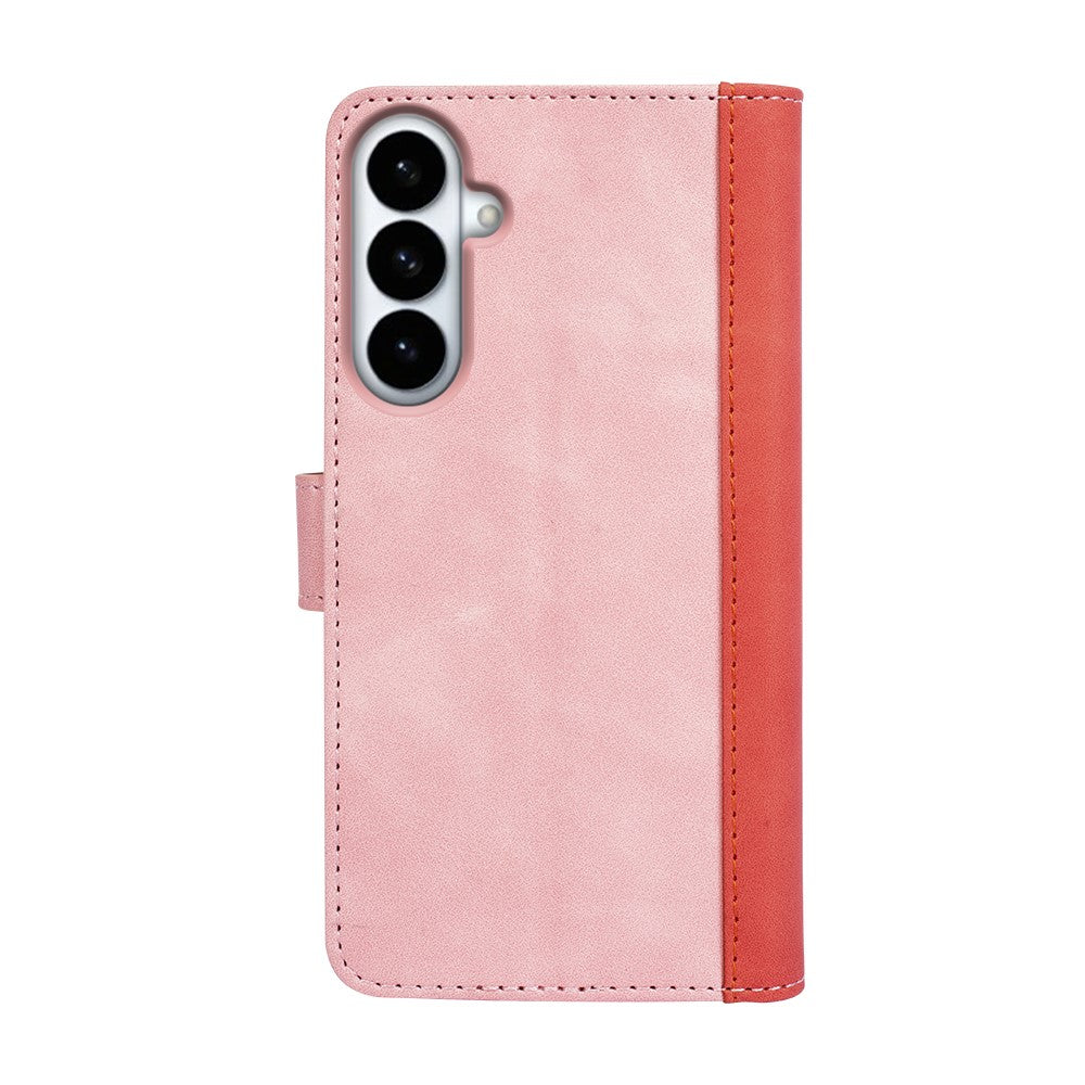 For Samsung Galaxy S26+ Wallet Case Leather Phone Cover Splicing Color