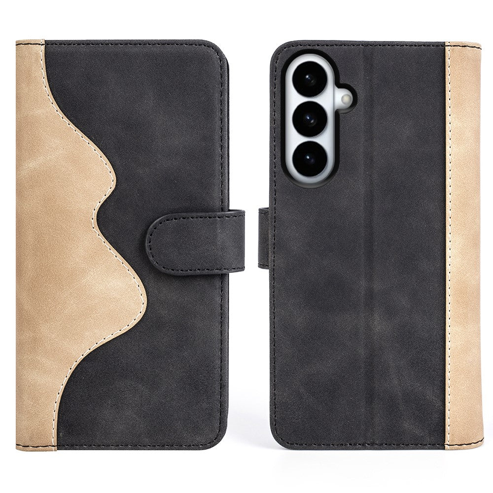 For Samsung Galaxy S26+ Wallet Case Leather Phone Cover Splicing Color