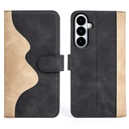 For Samsung Galaxy S26+ Wallet Case Leather Phone Cover Splicing Color