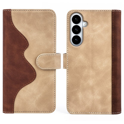 For Samsung Galaxy S26+ Wallet Case Leather Phone Cover Splicing Color